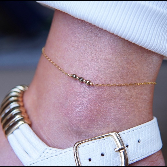 Pyrite Anklet, Ankle bracelet, 14k Gold filled chain - Picture 1 of 3
